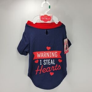 Woof Brand Pet Dog Warning I Steal Hearts Love T Shirt Outfit Costume Large L